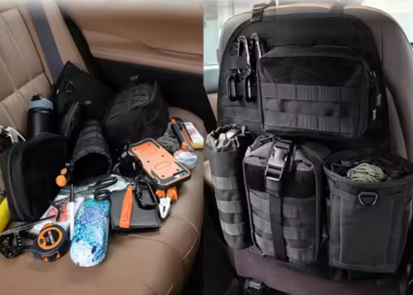 Tactical Seat Back Organizer, Molle Seat Back Organizer Panel With 5 Detachable Multi-Purpose Molle Pouch Fit For Car Trucks Ford Jeep, Black - Image 2