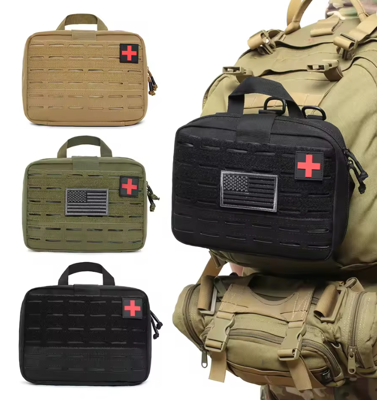 Molle Medical Bag for Sports Survival, Red Cross Patch, Lightweight, Emergency Medical Bag, Magic Tape, Camping Hiking and Hunting