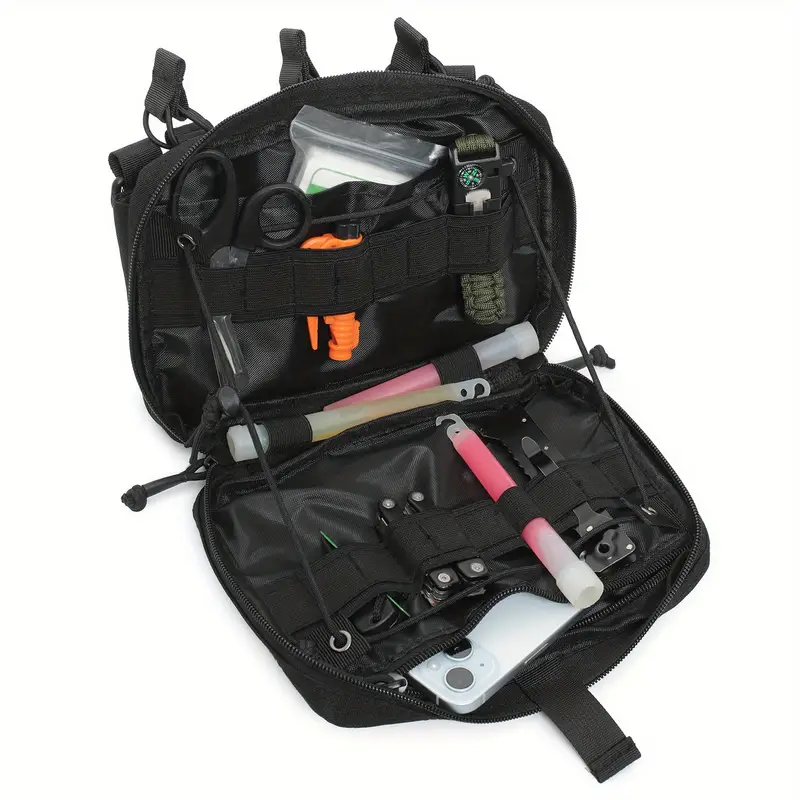 Tactical Mag Admin Pouch, Molle Utility Tool Pouch Medical EMT Organizer with Triple Stacker Magazine Holder for M4 M16 Patch Included - Image 3