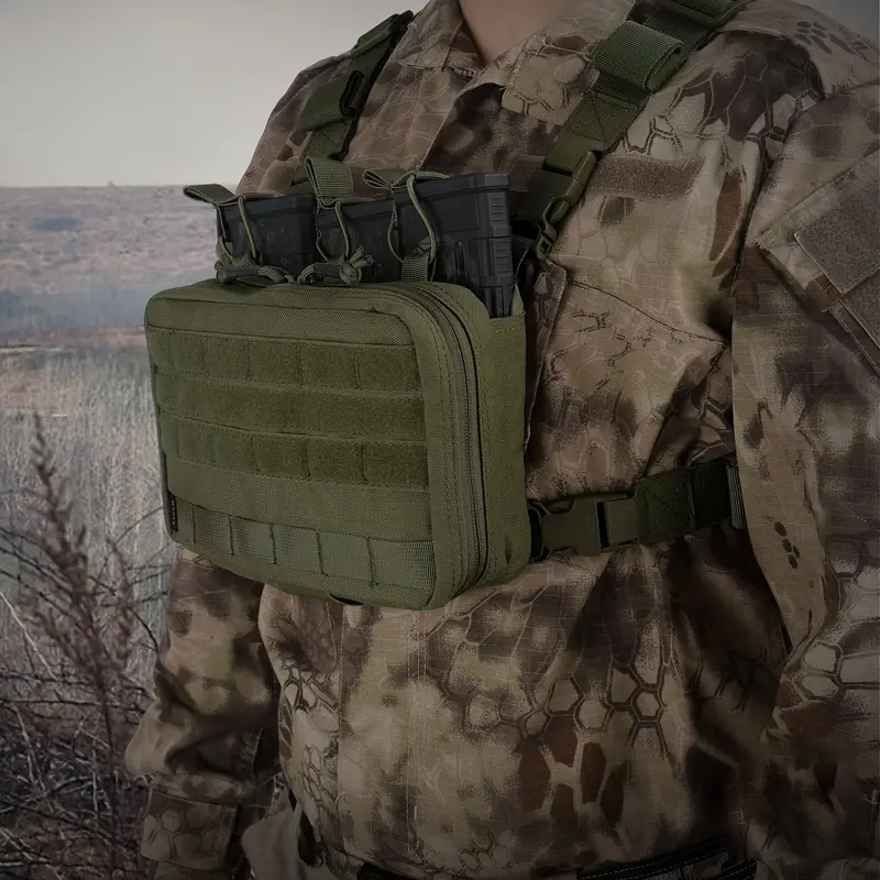 Tactical Mag Admin Pouch, Molle Utility Tool Pouch Medical EMT Organizer with Triple Stacker Magazine Holder for M4 M16 Patch Included - Image 4