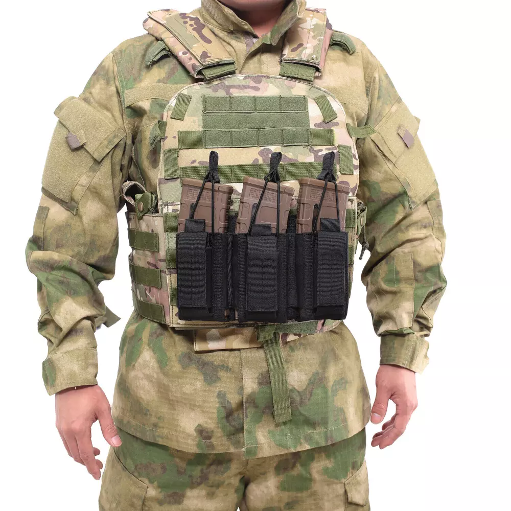 For Tactical Vest Molle Triple/Double Mag Pouch Carrier Open Top Magazine Bag - Image 3
