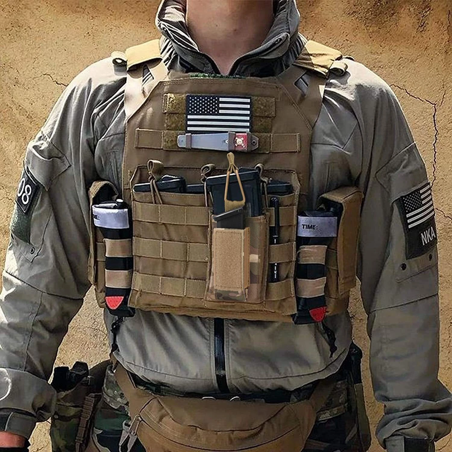 Tactical Molle Open-Top Single Mag Magazine Pouch Mag Bag Elastic Pouch Holder - Image 2