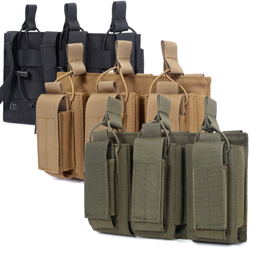 For Tactical Vest Molle Triple/Double Mag Pouch Carrier Open Top Magazine Bag - Image 2