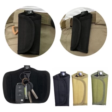 Molle Tactical Key Canvas Cover Key Protective Case Belt Key Bag Lanyard Keyring