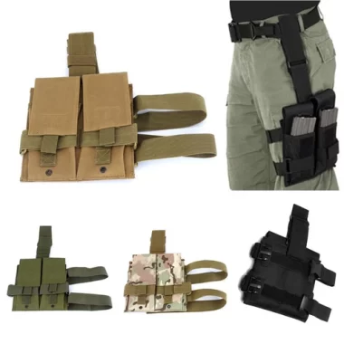 Tactical Drop Leg Double Magazine Pouch Outdoor Hunting Gun Rifle Mag bag