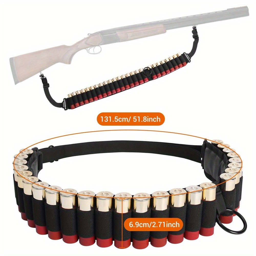 Tactical Heavy Duty Shotgun Straps 25 Round Ammunition Bandolier Belt 20GA and 12 /15GA Nylon