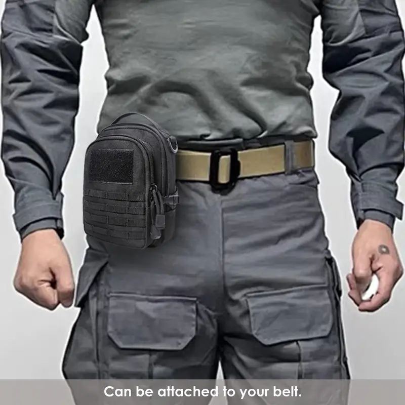 Black Nylon Molle Pouch Backpack with Adjustable Strap, Zippered, Camping & Outdoor Gear Bag, Camping Gear Bag|Adjustable Strap Bag|Zippered Closure, Backpack - Image 2
