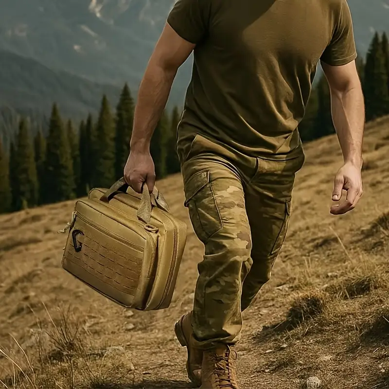 Tactical Double Scoped Handgun Case Outdoor Hunting Handbag, Sports Crossbody Storage Bag - Image 2