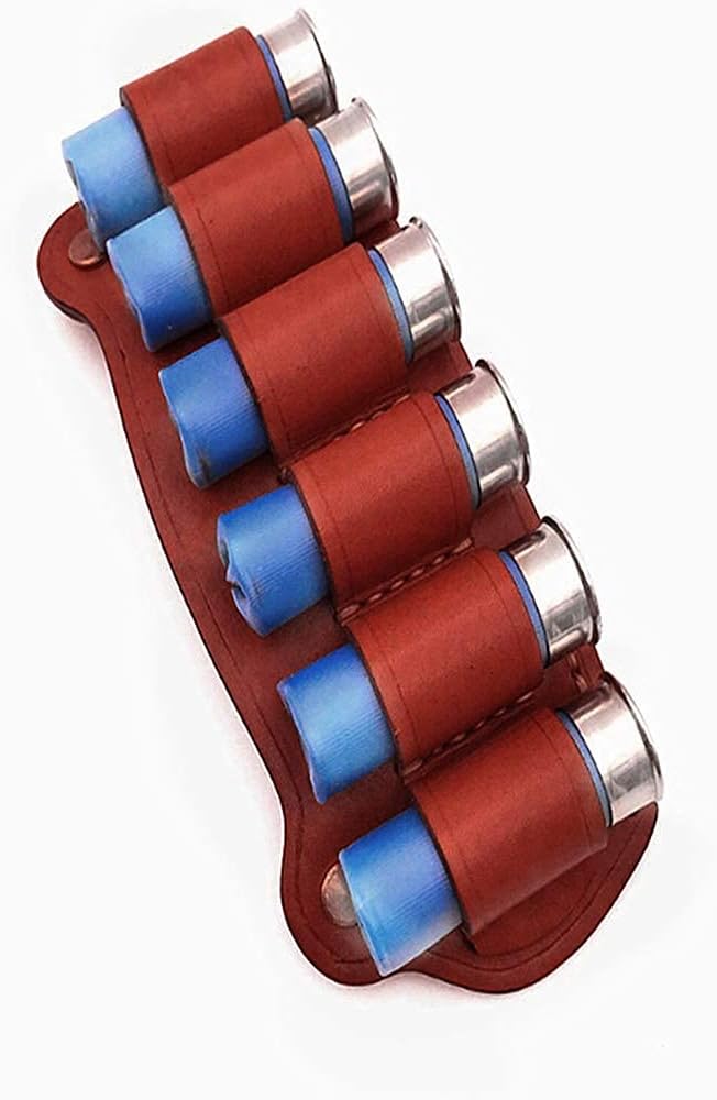 Tactical Cowhide Leather Hunting Rifle Magazine Pouch 6 Shot 12 Gauge Ammo Bag Shotgun Shell Holder - Image 2