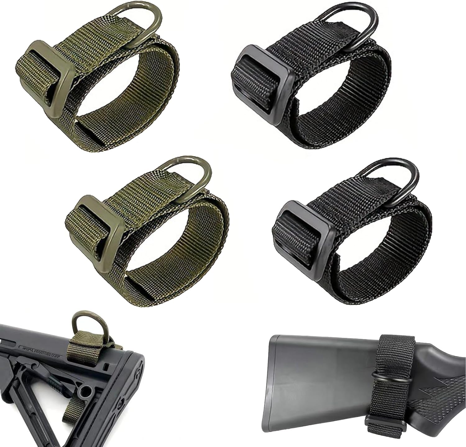 2PCS Gun Sling Loop Adapter Adjustable Heavy Duty Nylon Shoulder Strap with D Ring EDC Belt Attachment for Shotgun Rifle Buttstock - Image 2