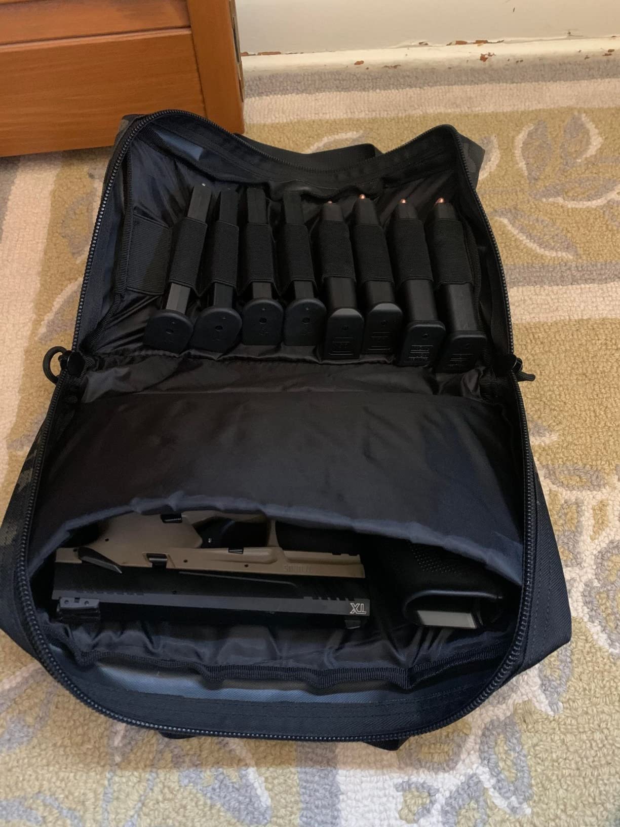 Tactical Pistol Case, Padded Handgun Firearm Case Double Shooting Gun Range Duffle Bag with Multiple Magazine Slots for Hunting Shooting Outdoor Activities - Image 2