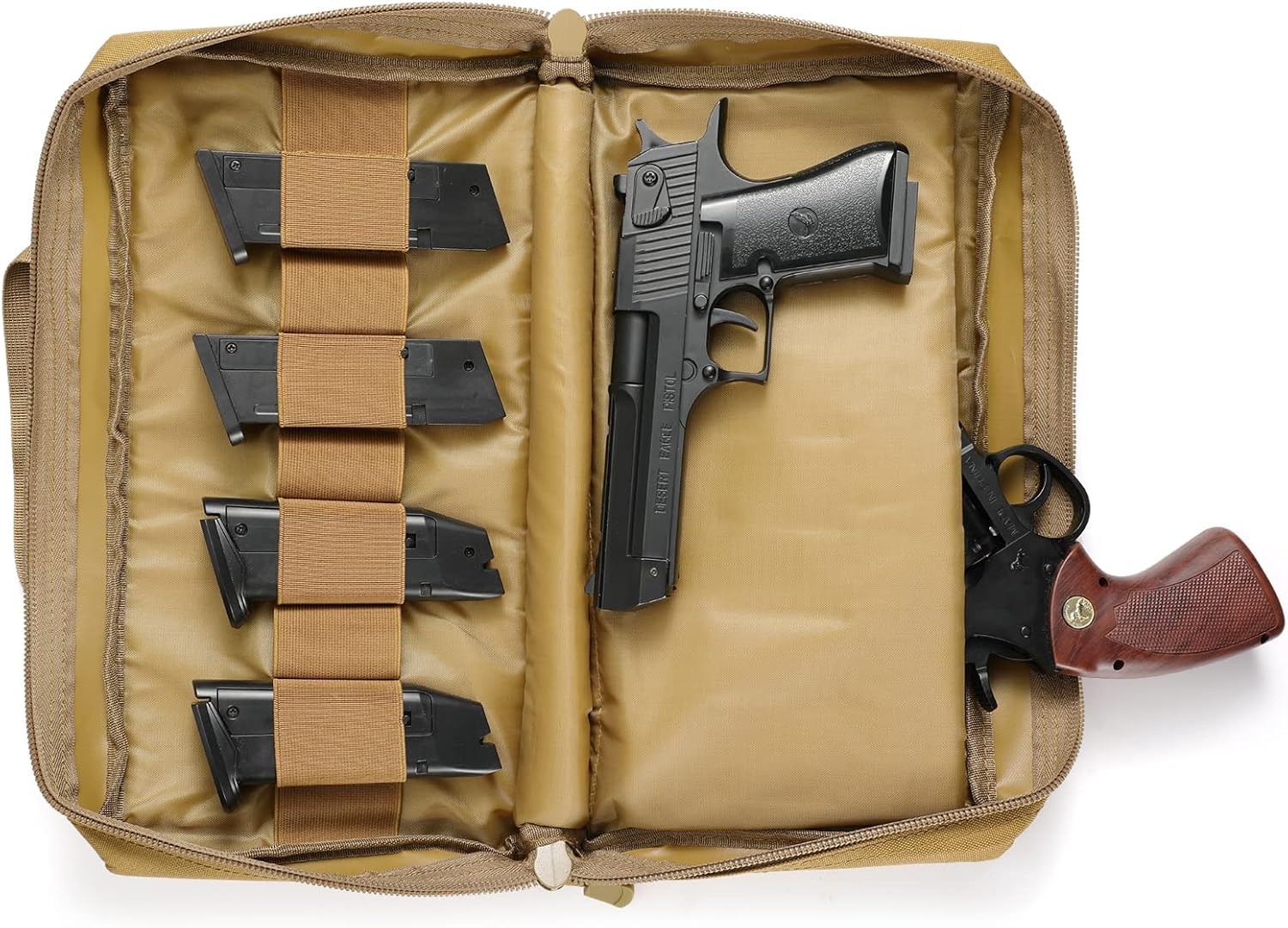 Tactical Pistol Case, Padded Handgun Firearm Case Double Shooting Gun Range Duffle Bag with Multiple Magazine Slots for Hunting Shooting Outdoor Activities - Image 4