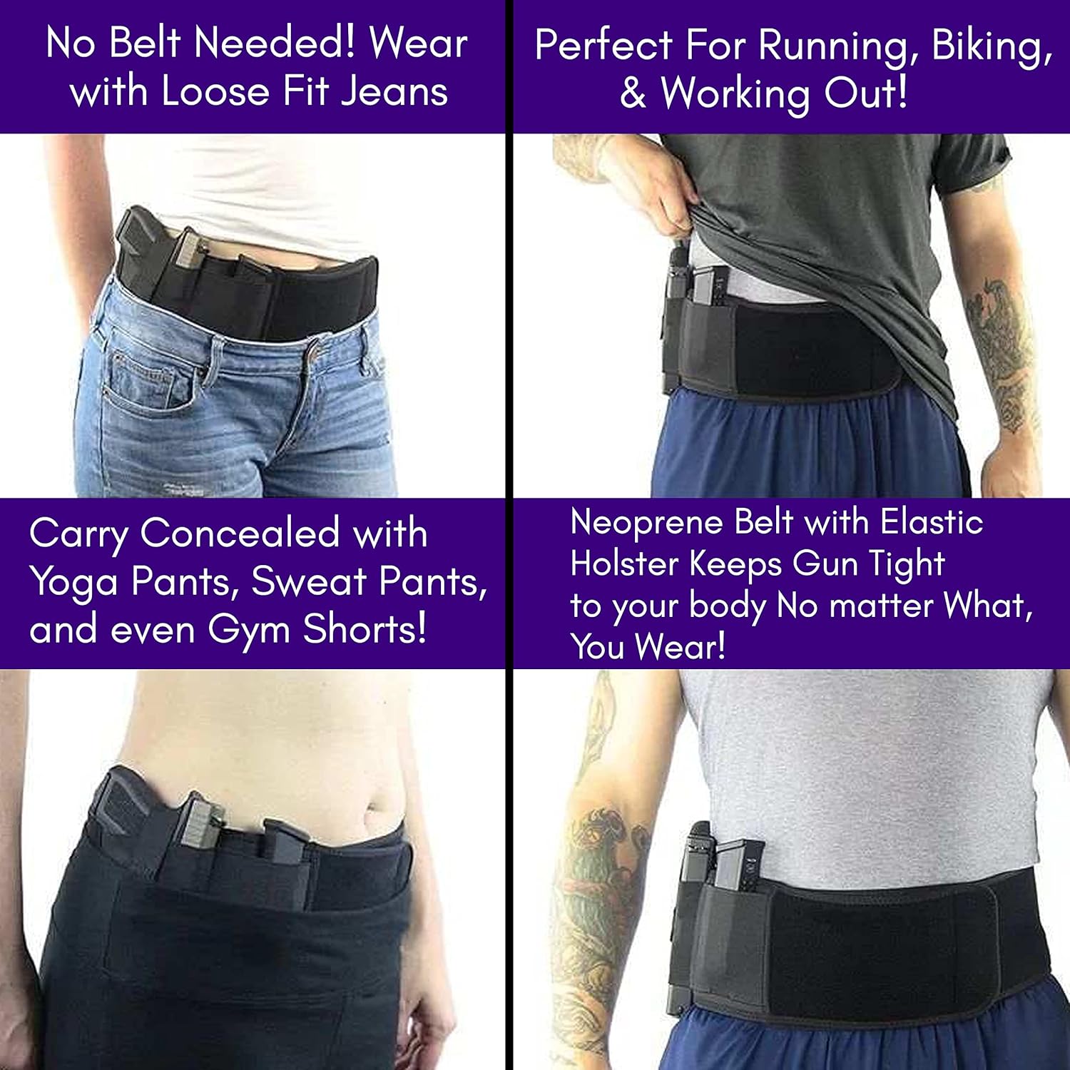 Belly Band Holster for Concealed Carry, for Men & Women, Elastic Breathable Gun Holster for Most Pistols and Revolvers, Universal Fit (Right Hand Draw), Black - Image 2
