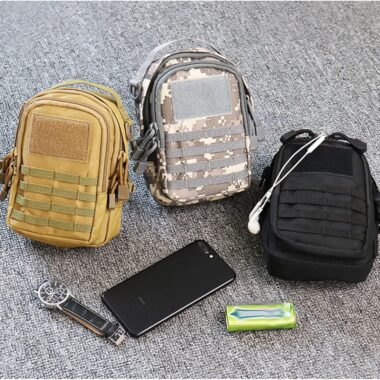 Black Nylon Molle Pouch Backpack with Adjustable Strap, Zippered, Camping & Outdoor Gear Bag, Camping Gear Bag|Adjustable Strap Bag|Zippered Closure, Backpack