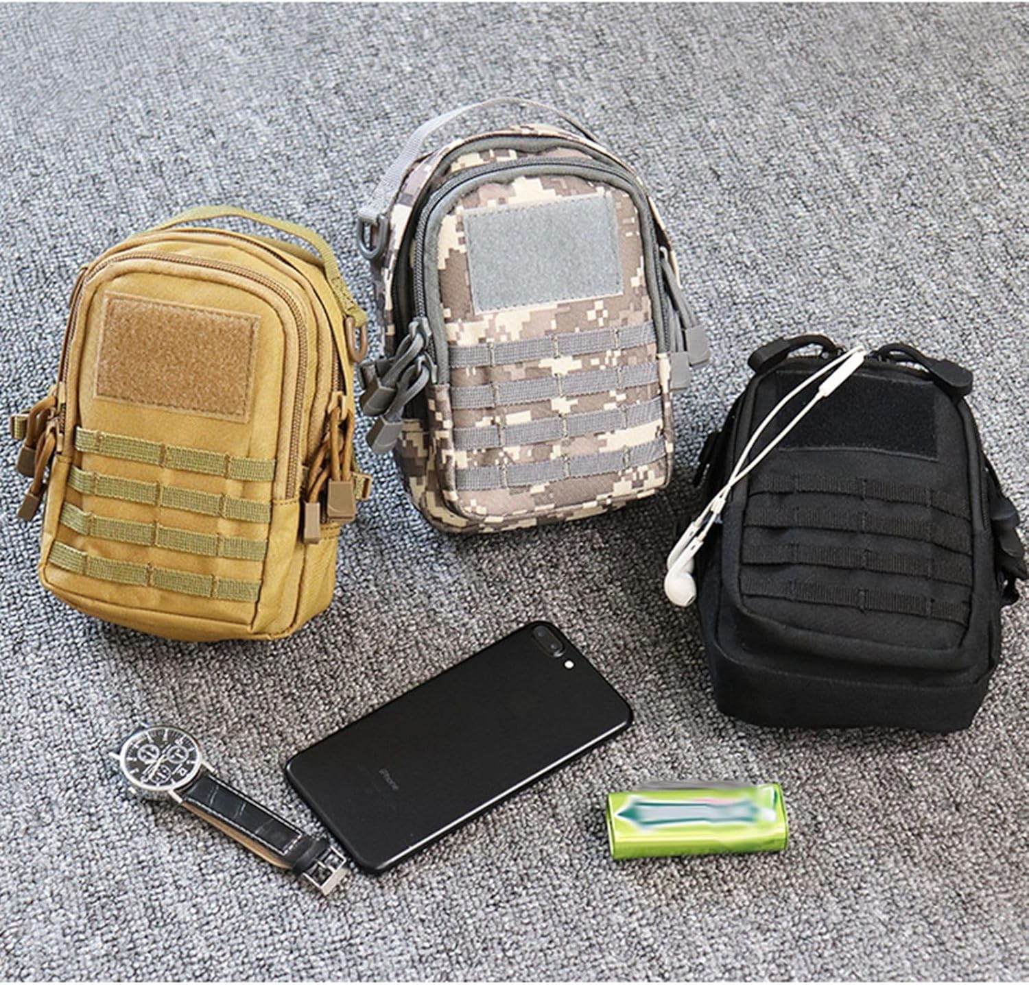 Black Nylon Molle Pouch Backpack with Adjustable Strap, Zippered, Camping & Outdoor Gear Bag, Camping Gear Bag|Adjustable Strap Bag|Zippered Closure, Backpack