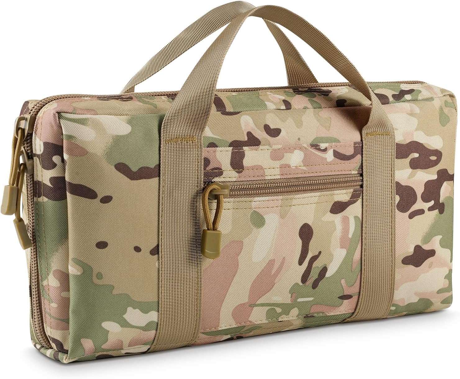 Tactical Pistol Case, Padded Handgun Firearm Case Double Shooting Gun Range Duffle Bag with Multiple Magazine Slots for Hunting Shooting Outdoor Activities