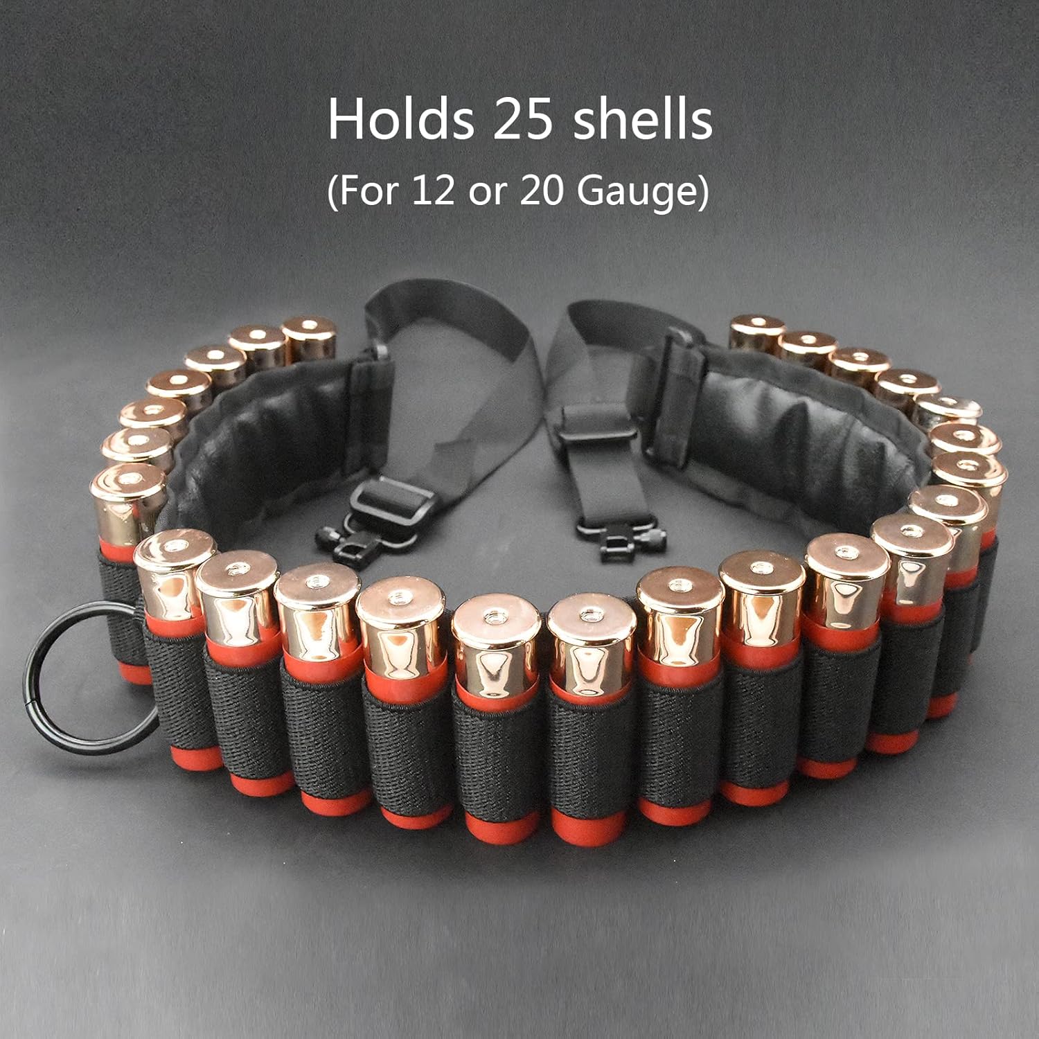 Tactical Heavy Duty Shotgun Straps 25 Round Ammunition Bandolier Belt 20GA and 12 /15GA Nylon - Image 4