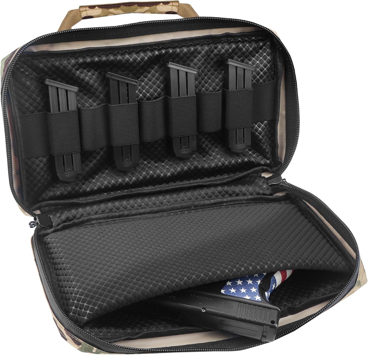 Pistol Case with Padded Range Bag Handgun Bag for Full-Size Handguns and Magazines Storage Bag