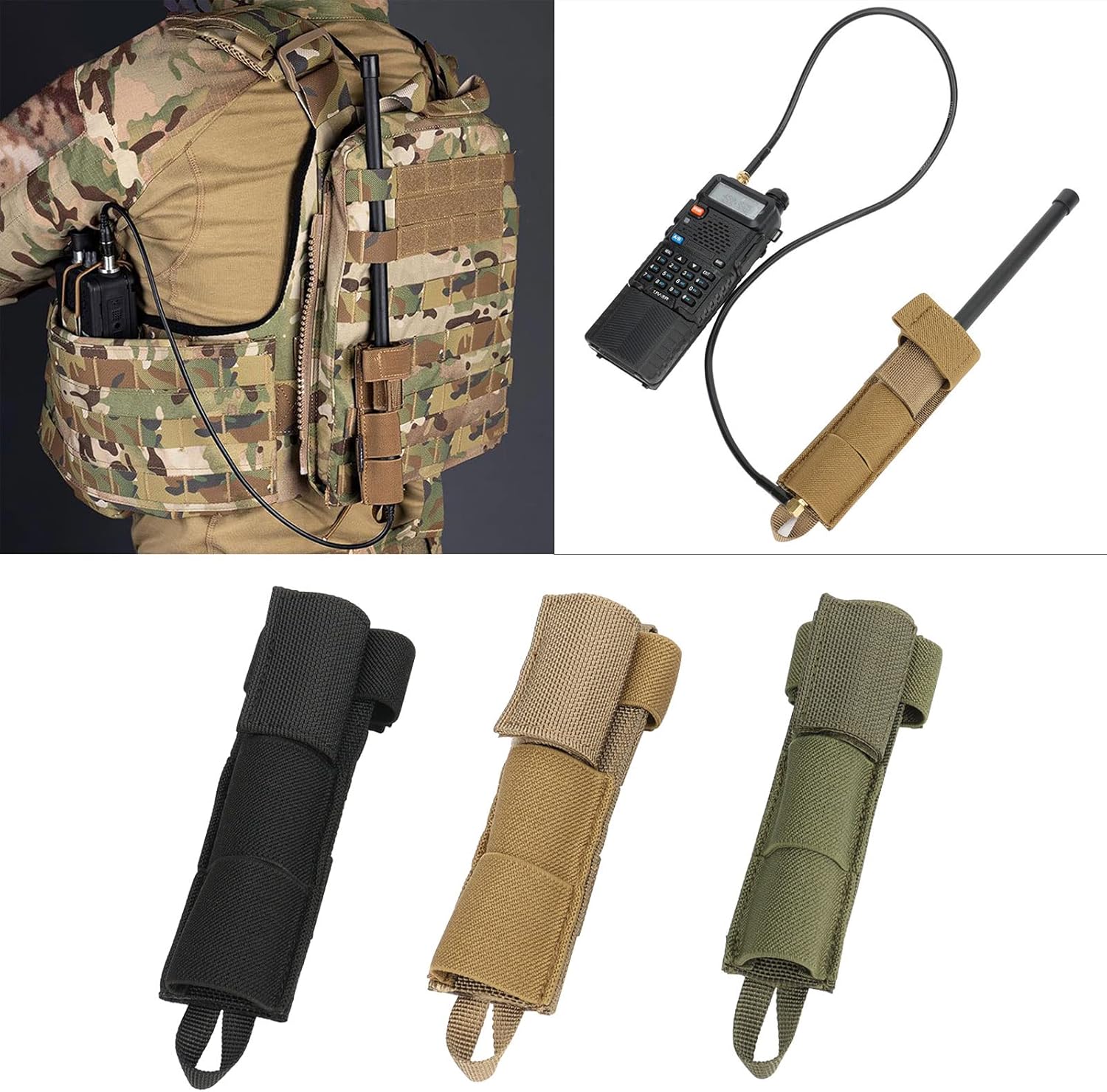 Tactical Antenna Relocation Pouch MOLLE Holder Carrier Utility Tool Bag High Durable Nylon Fabric for Antenna,Compatible with Radio Motorola, Kenwood,Harris,PRC,Falcon Series, MBITR Series