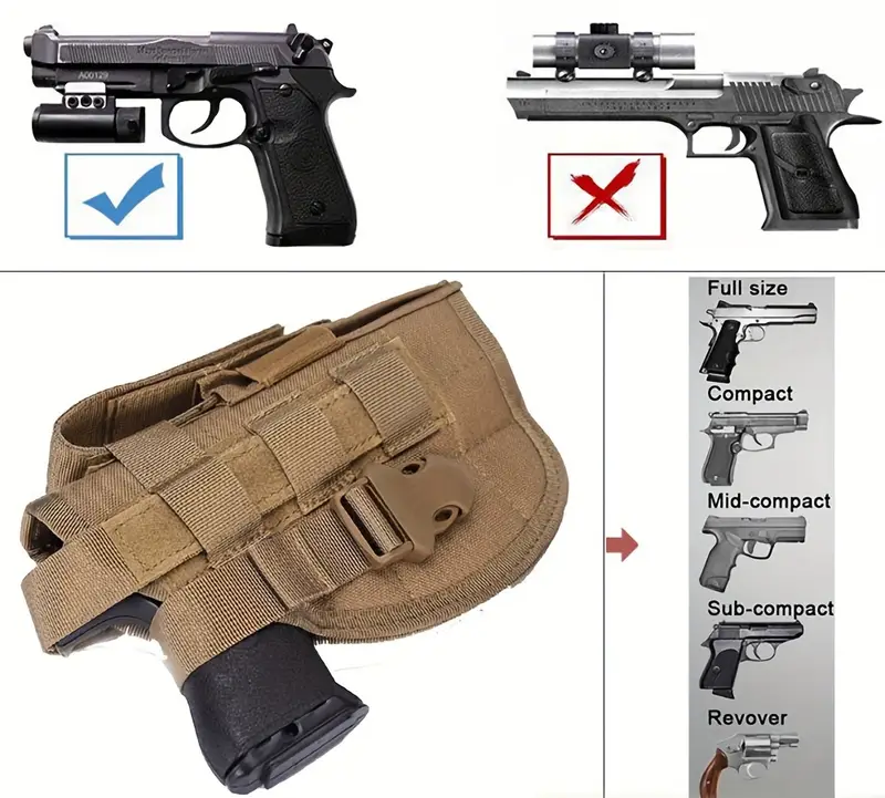 Tactical Molle Right Hand Pistol Holster Fits Gun with Laser or product detail 4