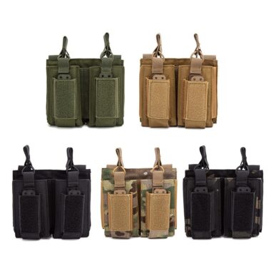 Magazine holder for Molle magazine, magnetic support for rifle pistol, double, with open lid, for M4 M16 AK AR M1911 9mm