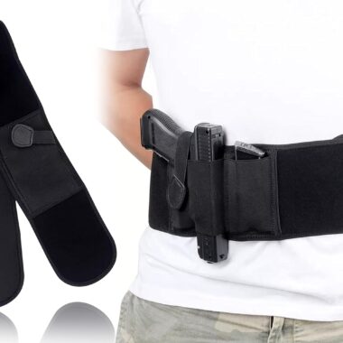 Belly Band Holster for Concealed Carry, for Men & Women, Elastic Breathable Gun Holster for Most Pistols and Revolvers, Universal Fit (Right Hand Draw), Black
