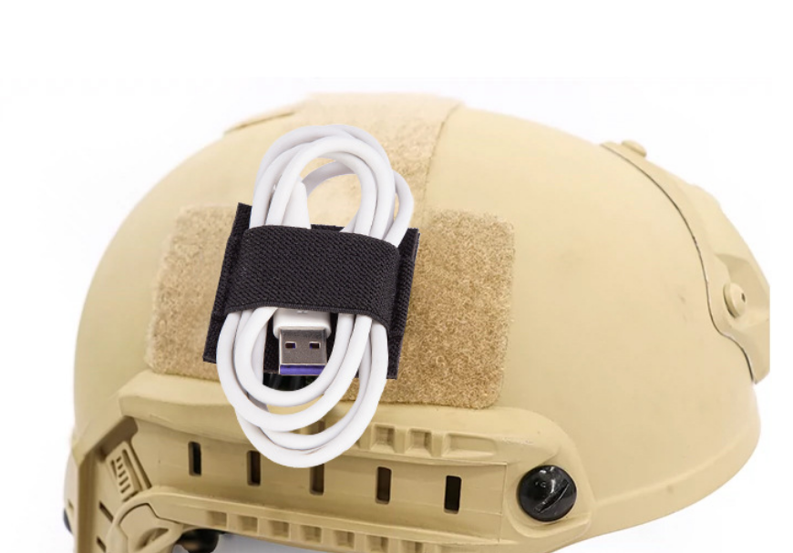 2Packs Tactical Headphone Cable Storage Board Fastening Cable Ties Strap for Helmet Headset Walkie-Talkie Wire Hook and Loop Sticker
