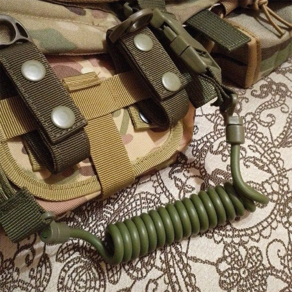 Tactical Pistol Spring Lanyard, Gun Strap, Anti-Lost, Multifunctional Elastic Keychain, Safety Rope, Outdoor Hunting Accessories - Image 2