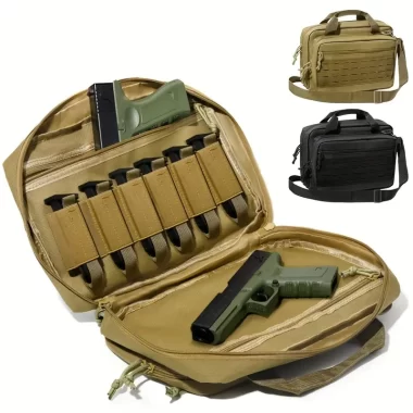 Tactical Double Scoped Handgun Case Outdoor Hunting Handbag, Sports Crossbody Storage Bag
