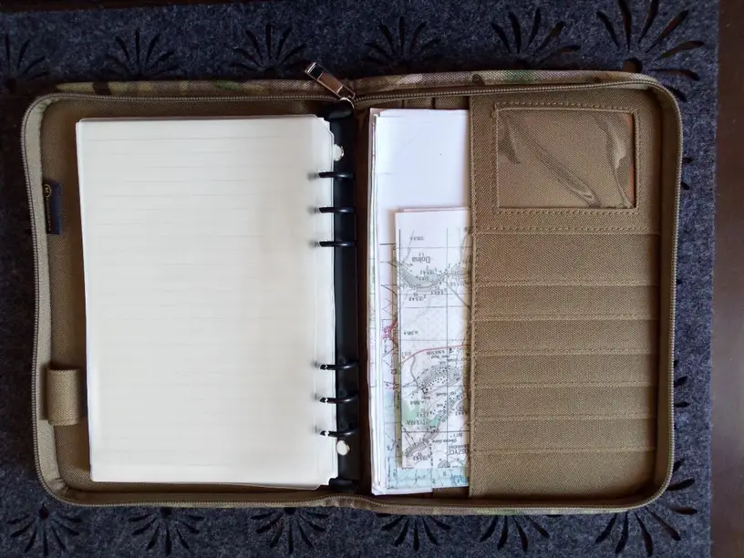 Padfolio Ring Binder with 80 Sheets 160 of Loose-Leaf Paper, A5 Weatherproof Notebook Cover, Tactical Notebook with Zippered for Folders, Cards Refillable 6-Ring Notepad - Image 3