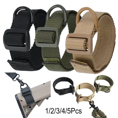 2PCS Gun Sling Loop Adapter Adjustable Heavy Duty Nylon Shoulder Strap with D Ring EDC Belt Attachment for Shotgun Rifle Buttstock