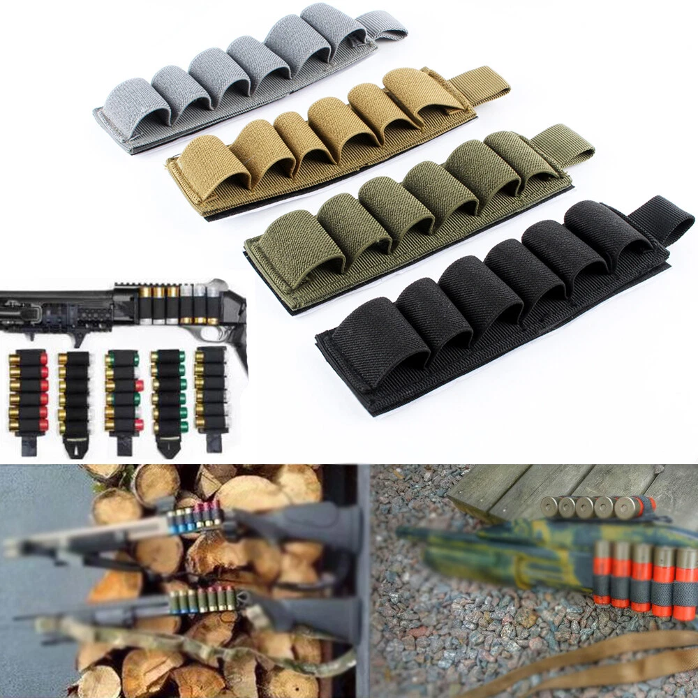 6 Rounds Buttstock Shell Holder Rifle Shotgun Cartridge Ammo Pouch for 12/15/16 Gauge