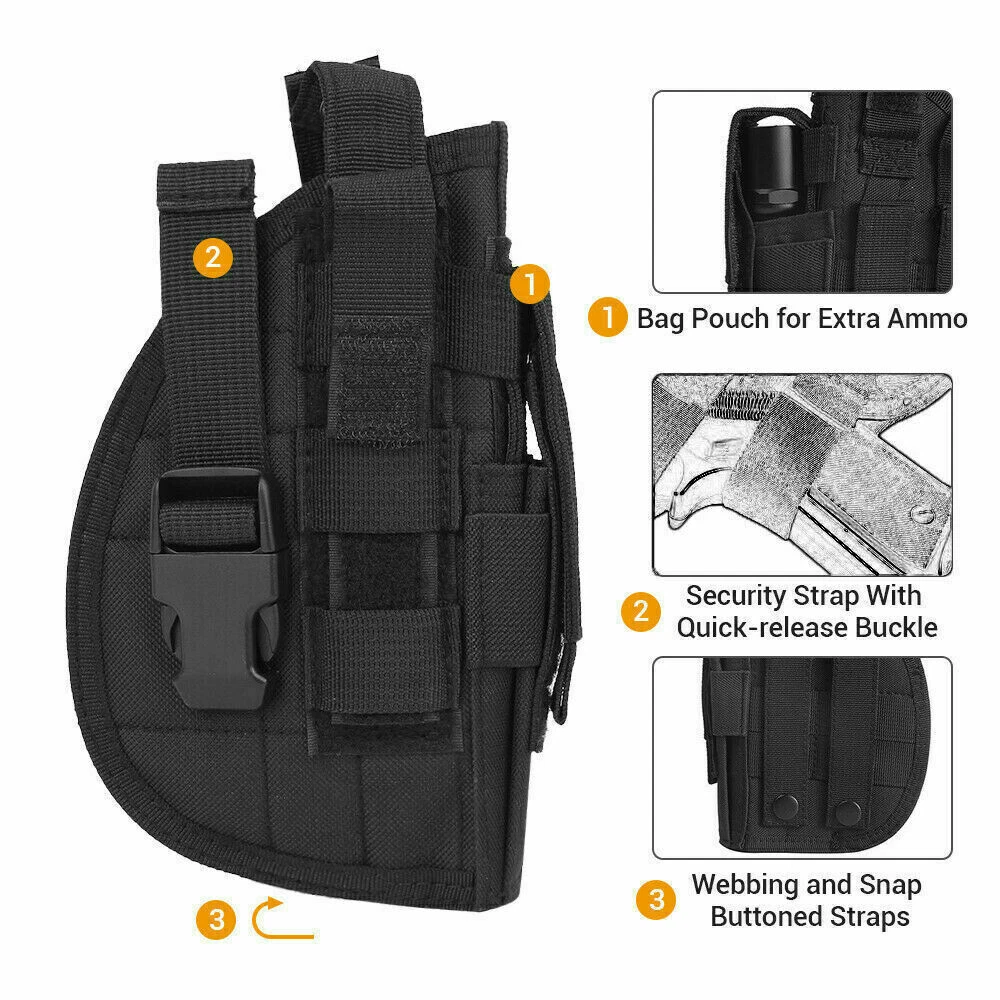 Tactical Molle Right Hand Pistol Holster Fits Gun with Laser or product detail 6