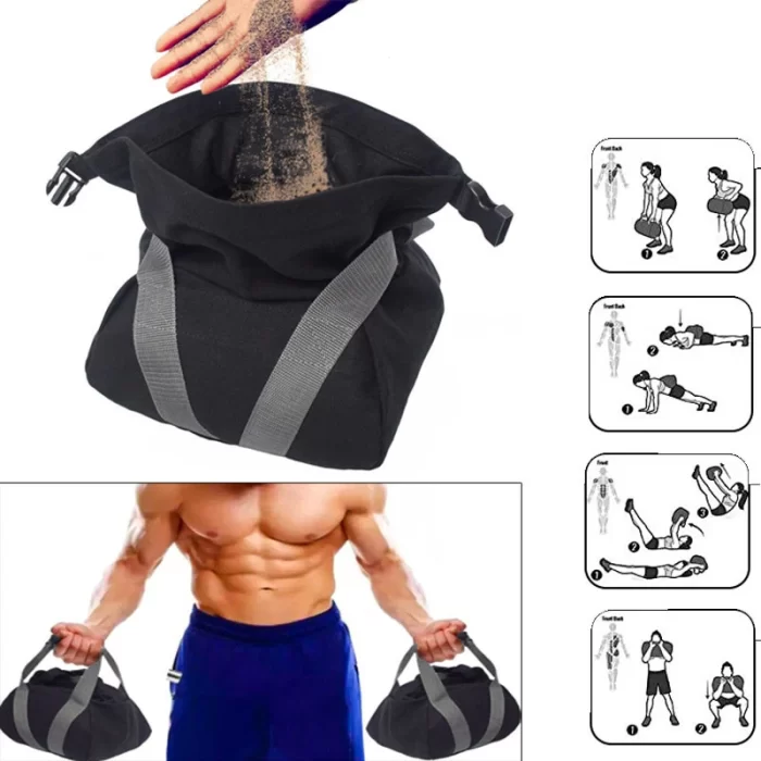 Workout Sandbag Tear Resistant With Ergonomic Handle 12oz Canvas Weightliftin - 图片 3