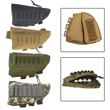 Tactical Hunting Shotgun Rifle Shell Butt Stock Ammo Holder Pouch Cheek Pad