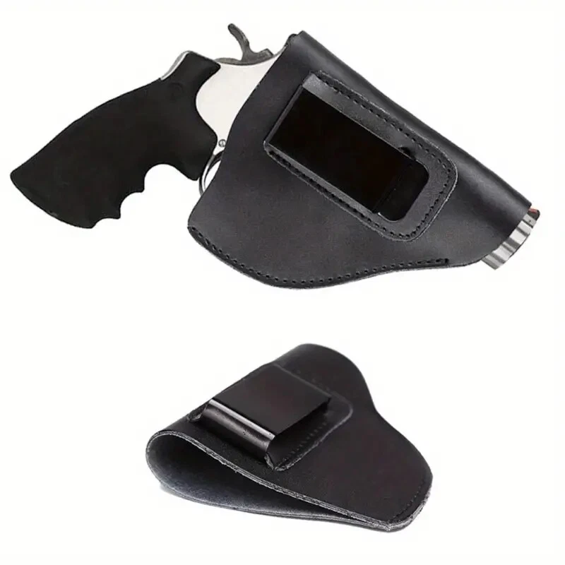 Tactical Concealed Carry M1911 IWB Leather Gun Holster for Most J Frame .38 Special Revolvers
