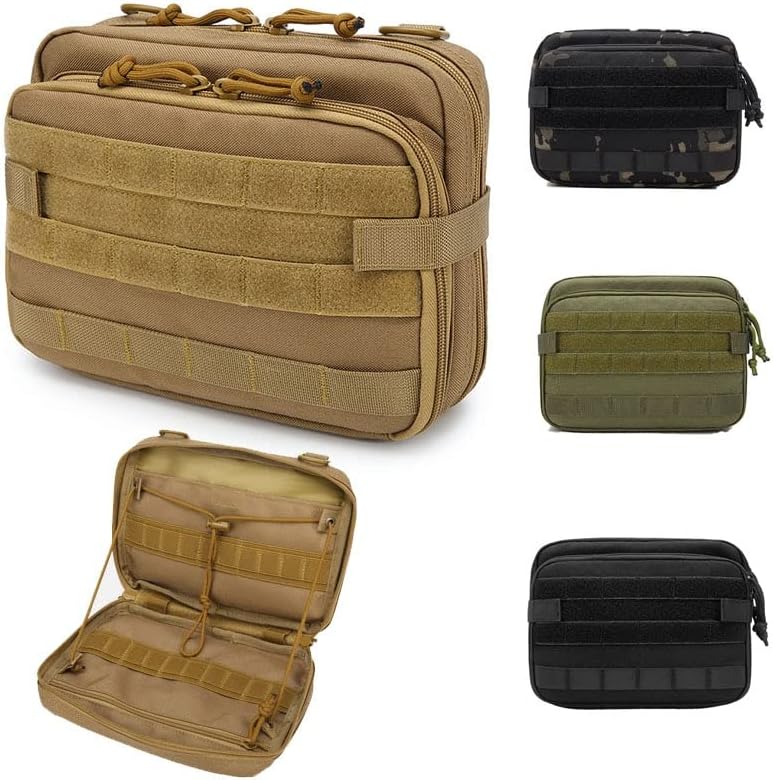 Tactical MOLLE Pouch Organizer Bag - Durable Polyester, Large Capacity with Zipper Closure, Multiple Internal Pockets for Tool Storage, Ideal for Outdoor and Travel Use, Tool Organization | MOLLE System Bag | Zippered Closure, Utility Hooks