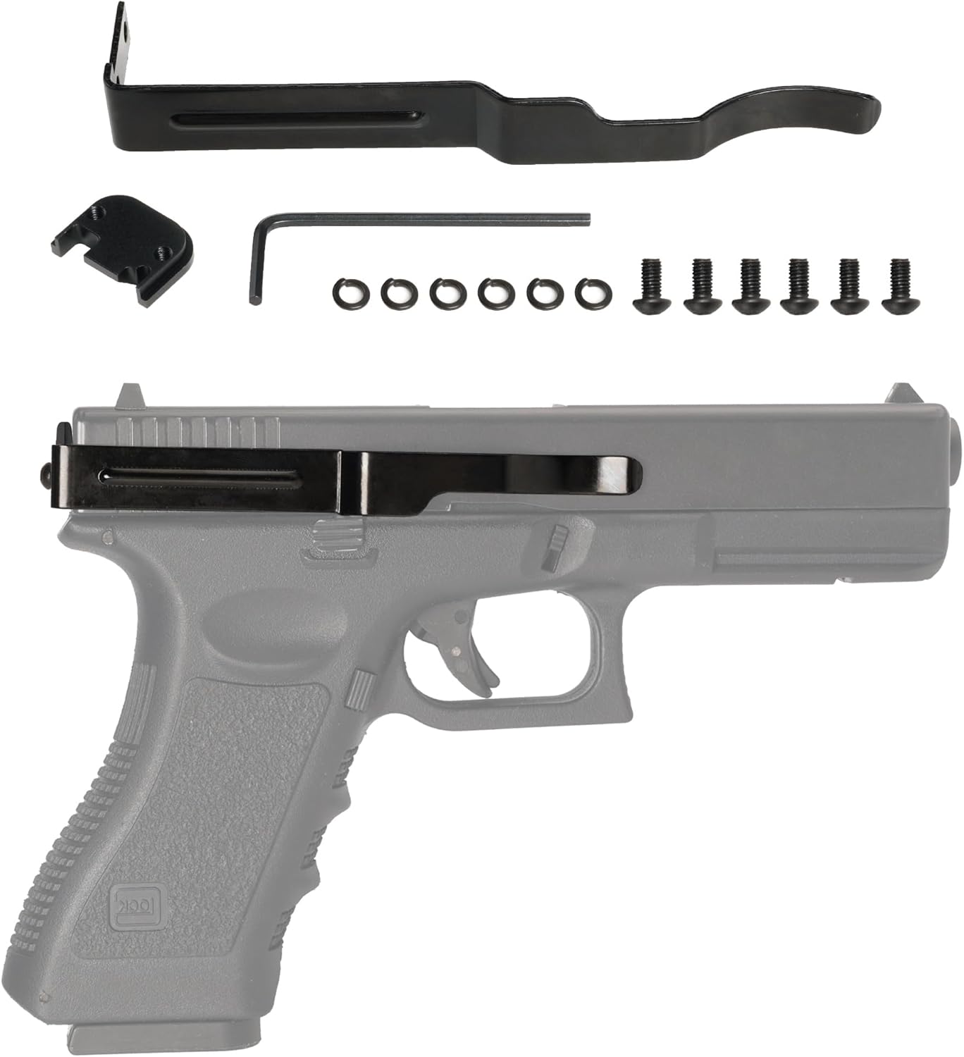 Universal holster with pistol clip for semi-automatic pistols, hidden ambidextrous belt clip - Image 2