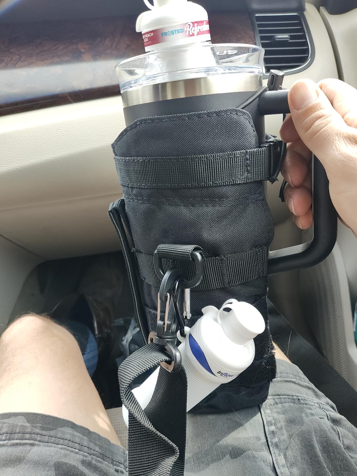 Tactical Bottle Pouch with U-Shape Opening Fits 24 oz Travel Mug with Handle / 32 oz Sport Water Bottle Military Hydration Carrier with Shoulder Strap for Traveling Hiking Camping Outdoor Sports - Image 2