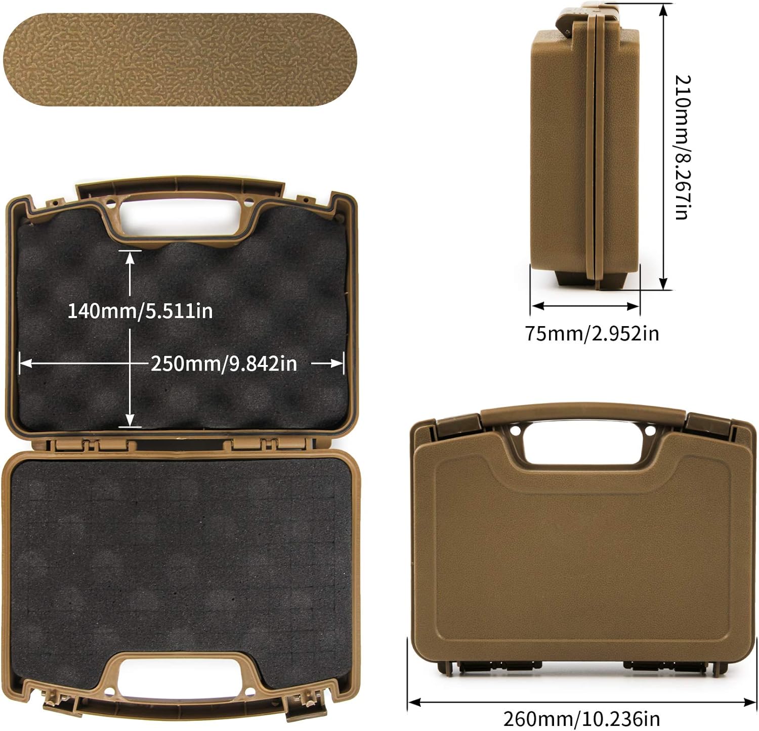 Individual hard case for pistol, 10.2 x 8 x 3.2 inches, durable hand case with foam inserts for pistols - Image 2