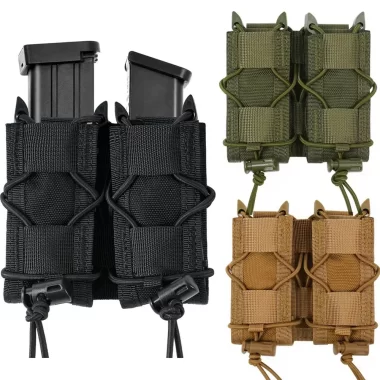 Molle Tactical Bag Pistol Magazine Holster Universal 9mm Magazine Bag Single Double Stacked Magazine Bag for 9mm/.40 Caliber 45acp S&W M&P, Sig 226/229, Springfield 1911, Sig Sauger, P365, P365X