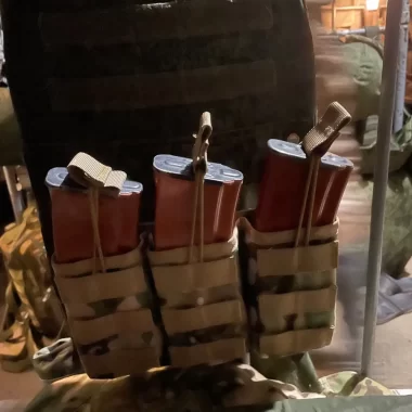 Tactical open-type magazine pouch for 3 magazines of AK, AKM, M4/AR15, AS VAL/VSS with Molle attachment in multicam color