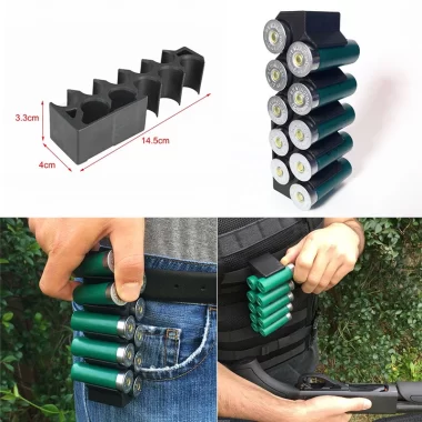 10 Shell Tactical Shotgun 12 Gauge Shell Ammo Holder with Vest / Belt Clip 12 Ga