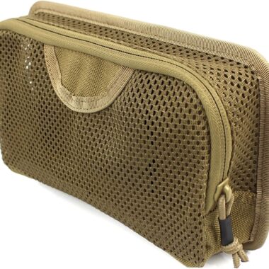 Tactical Mesh Zipper Pouch, Modular Insert Panel Organizer EDC Utility Storage Pocket with Hook-N-Loop Fasteners for Backpack Bag Accessories