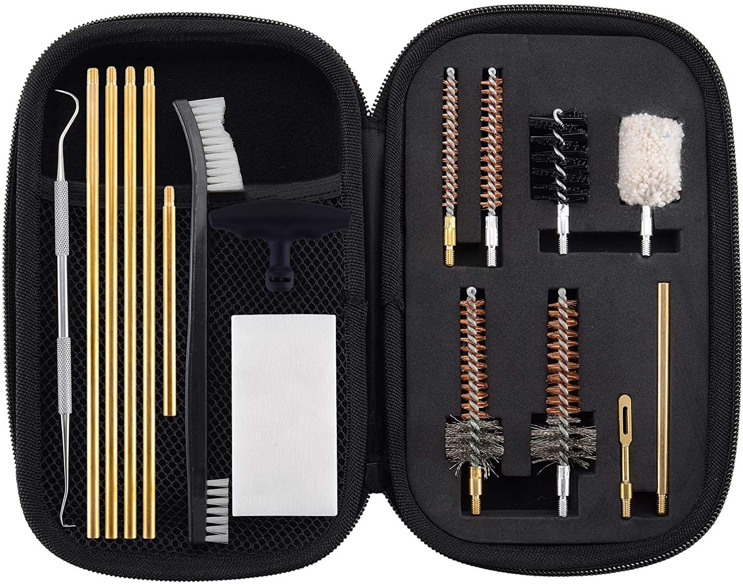 7.62MM Cleaning Kit Pro .223/5.56 Rifle Gun Cleaning Kit with Bore Chamber Brushes Metal Pick Kit Brass Cleaning Rod in Zippered Organizer Compact Combo Case