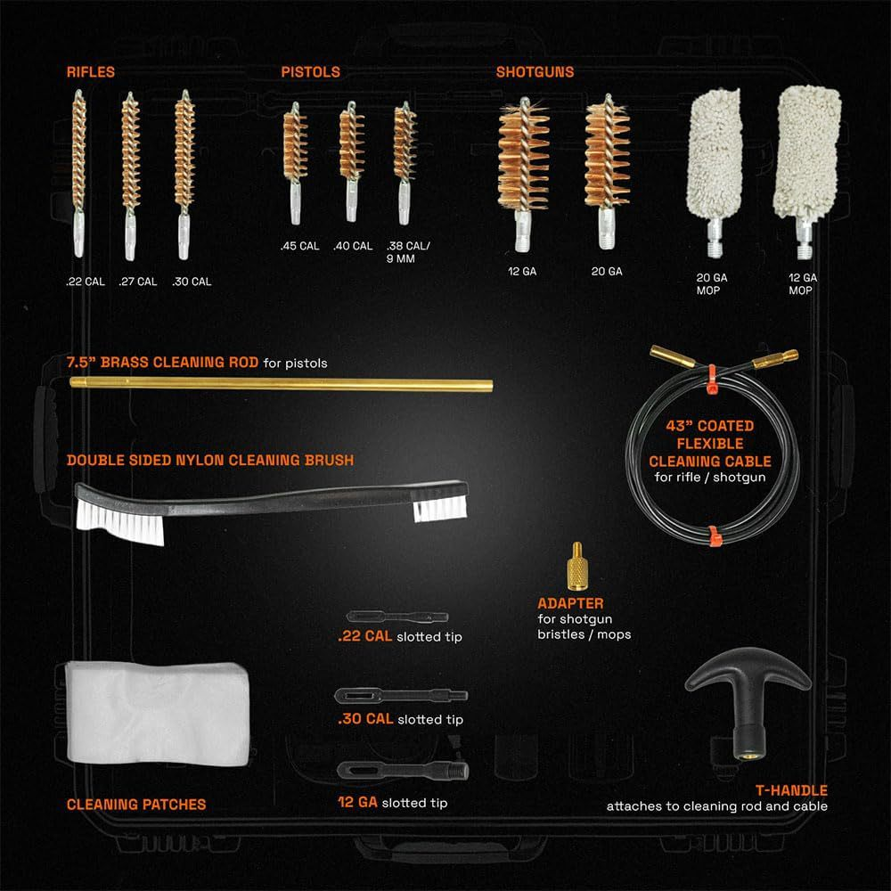 Multi calibre cleaning kit Portable Gun Cleaning Kit for Field And Range Uses for calibres 12, 20 (shotgun) und .45, .40, .357/.38/9mm, .30, .270, .22 (handguns) - Image 2