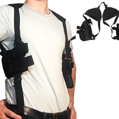 Military Tactical Under Arm Shoulder Double Pistol Gun Holster Mag Pouch