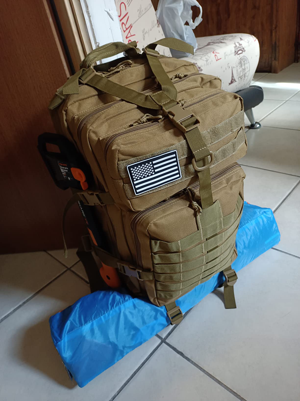45L Waterproof Tactical Backpack Large Capacity 900D High-Density Oxford Waterproof Fabric Multiple Pockets for Hiking, Camping, Mountaineering, Hunting, Outdoor Cycling
