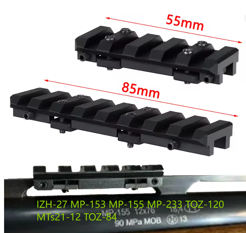 Picatinny Ventilated Rib Rail Scope Mount for IZH-27 MR-153/155 MP-233 TOZ-120 MTs21-12 TOZ-84 (2.16inch)