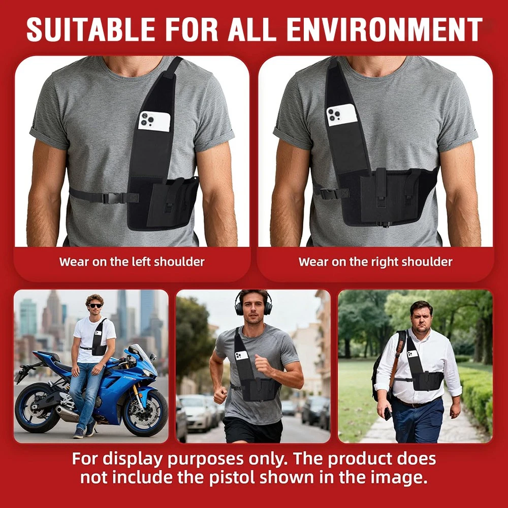 Shoulder Holster for 9mm, Gun Shoulder Holster with Magazine Pouch, Universal Chest Holster for Men, Fits Subcompact and Compact Pistols for S&W Bodyguard, Sig P365, Glock 17, 19, 26, 27, 43